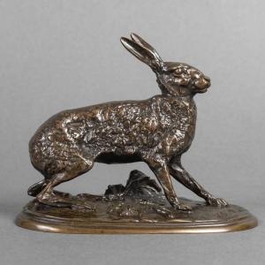 Sculpture - Resting Hare , Pierre - Jules Mêne (1810-1879) - Bronze