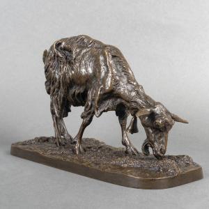 Sculpture - Grazing Goat , Pierre - Jules Mêne (1810-1879) - Bronze