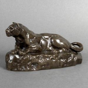 Sculpture - Panther Of Tunis No. 2 , Antoine-louis Barye (1795-1875) - Bronze