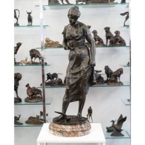 Sculpture - Le Retour des Hirondelles , Émile Joseph Nestor Carlier (1849-1927) - Bronze 