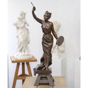 Sculpture - The Love Of Art , Emmanuel Villanis (1858-1914) - Bronze