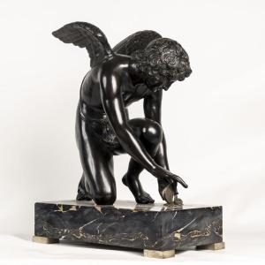 Sculpture - L' Amour Saisissant Un Papillon , Antoine Denis Chaudet (1763-1810) - Bronze 