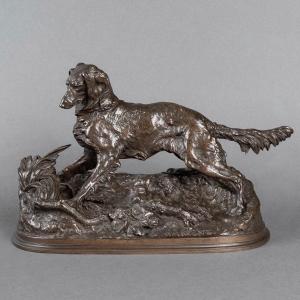 Sculpture - Chien À L’ Arrêt  , Pierre - Jules Mêne (1810-1879) - Bronze