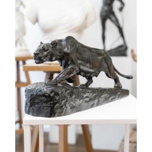 Sculpture - Lionne à l’ affût , Isidore Bonheur (1827-1901) - Bronze