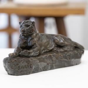 Sculpture - Panthère de l’Inde , Antoine - Louis Barye (1795-1875) - Bronze 
