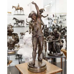 SCULPTURE - ARLEQUINE , HENRI ÉMILE ALLOUARD (1844 - 1929) - BRONZE