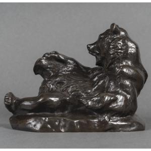 SCULPTURE - "OURS COUCHÉ" , ANTOINE-LOUIS BARYE (1795-1875) - BRONZE