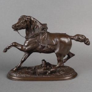 SCULPTURE - LE CHEVAL PERCHERON , PIERRE LENORDEZ (1815 - 1892) - BRONZE