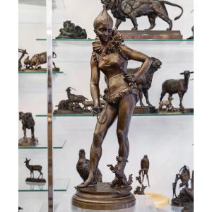 Sculpture - The Dog Trainer , Vincent Desire Faure De Brousse (1843–1908) - Bronze