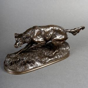Sculpture - Sultan , Le Chien Épagneul Par Pierre - Jules Mêne (1810-1879) - Bronze