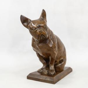 Sculpture - Le Bouledogue , Louis Henri Nicot (1878-1944) - Bois D’ Acajou
