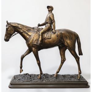 Sculpture - Jockey À Cheval , Alfred Dubucand (1828-1894) - Bronze    