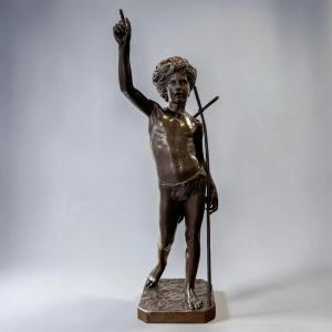 Sculpture - Saint Jean - Baptiste By Paul Dubois (1829-1905) , F. Barbedienne Fondry - Bronze