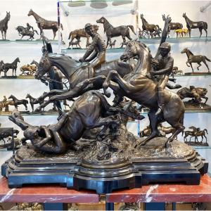 Bronze - Groupe De Jockeys Par Pierre Lenordez (1815 - 1892) , Graux-Marly éditeur