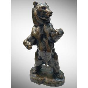 Sculpture - Standing Bear N ° 2 By Antoine - Louis Barye (1795-1875) - H. Brame - Bronze