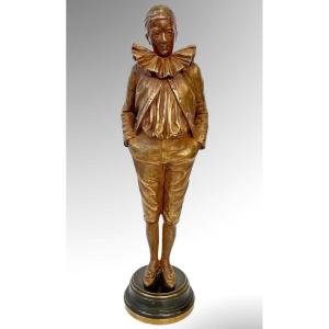 Sculpture - " Pierrot " By Jean Garnier ( 1853 - 1910 ) - Bronze