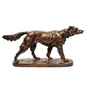 Sculpture - Chien Setter Par Jules Moigniez (1835 - 1894) - Bronze XIX ème siècle 