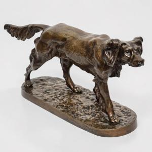 Sculpture - Chien Setter , Jules Moigniez (1835 - 1894) - Bronze