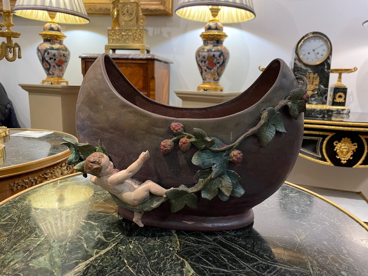 Pair Of Art Nouveau Vases And Planter-photo-3