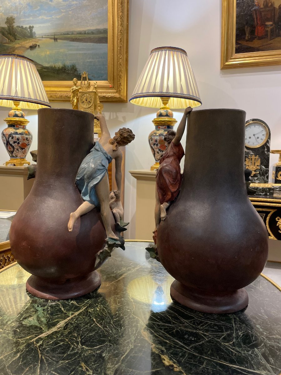 Pair Of Art Nouveau Vases And Planter-photo-4