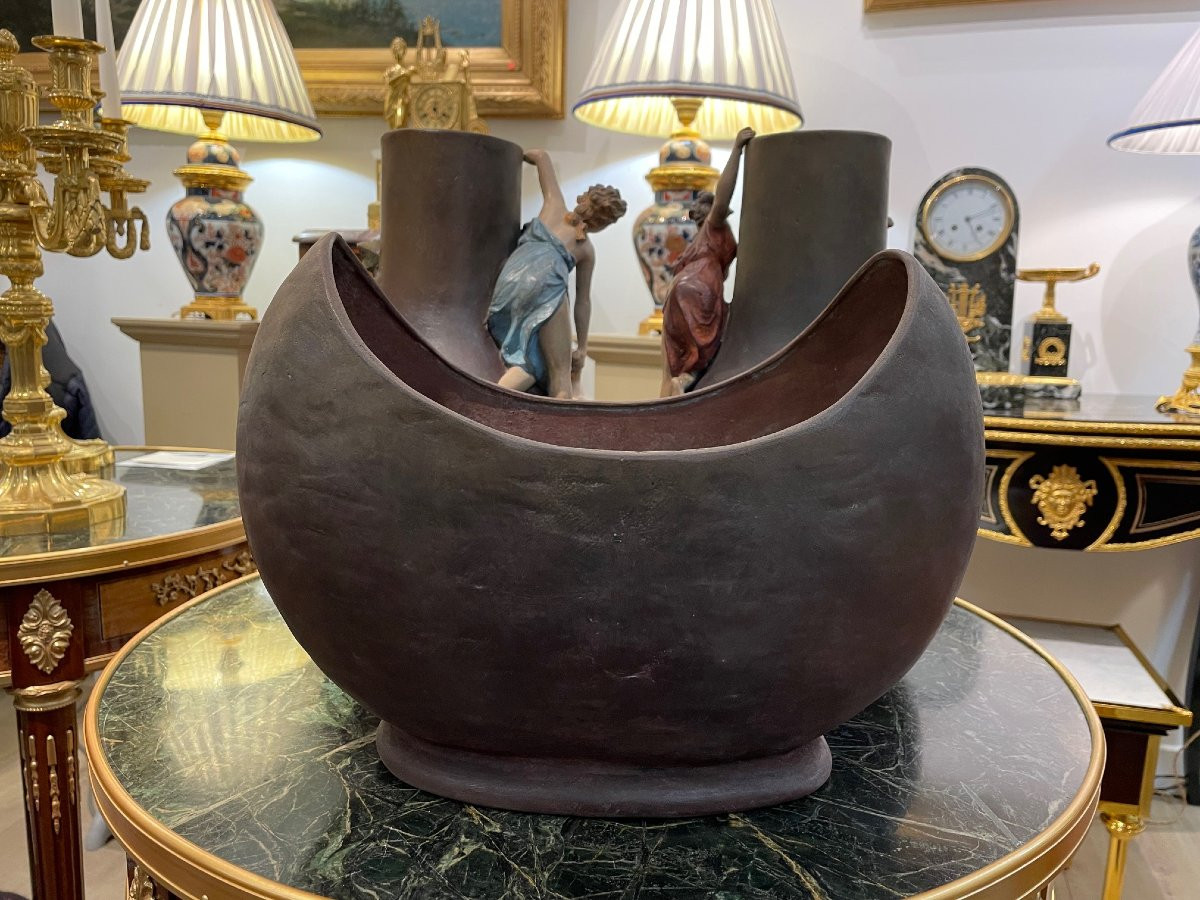 Pair Of Art Nouveau Vases And Planter-photo-5