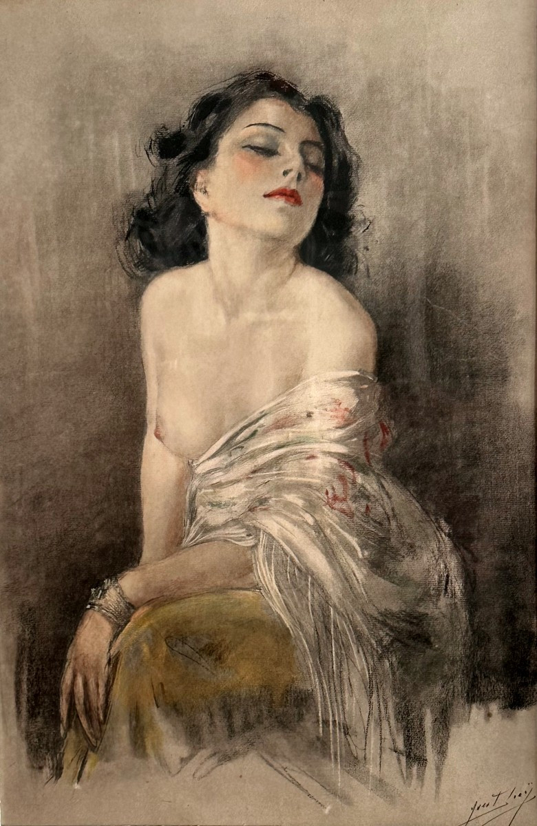 "Yves DIEŸ, Portrait de femme au sein dénudé"-photo-2