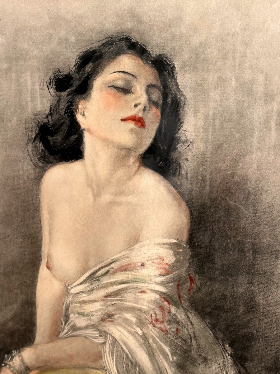 "Yves DIEŸ, Portrait de femme au sein dénudé"-photo-3
