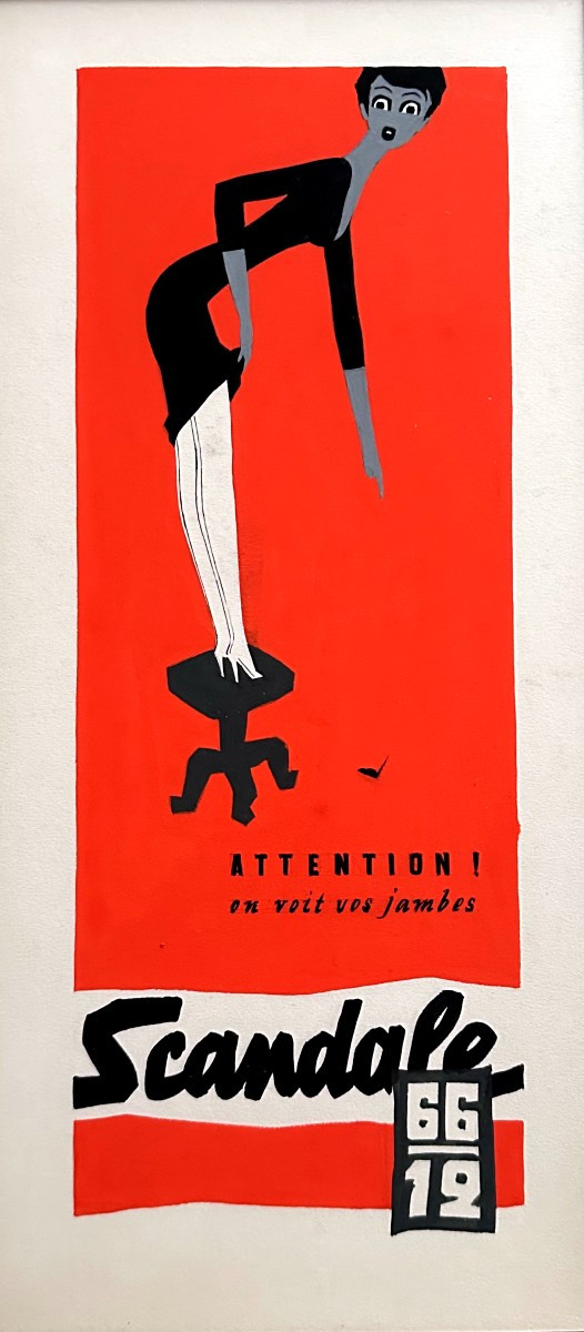 "Jean JACQUELIN, Trois Gouaches, Maquettes originales pour les Bas SCANDALE"-photo-1