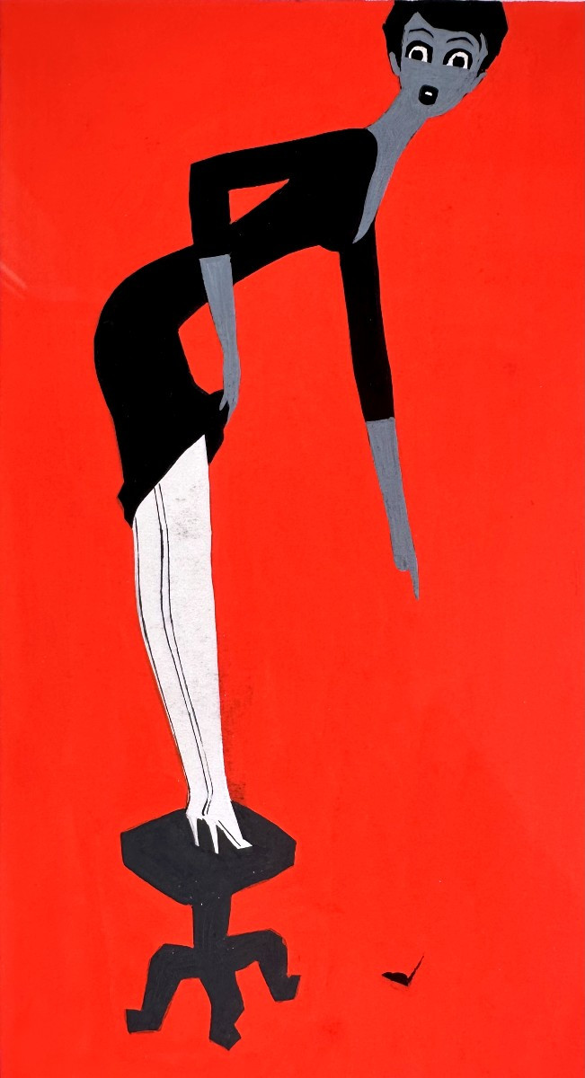 "Jean JACQUELIN, Trois Gouaches, Maquettes originales pour les Bas SCANDALE"-photo-4