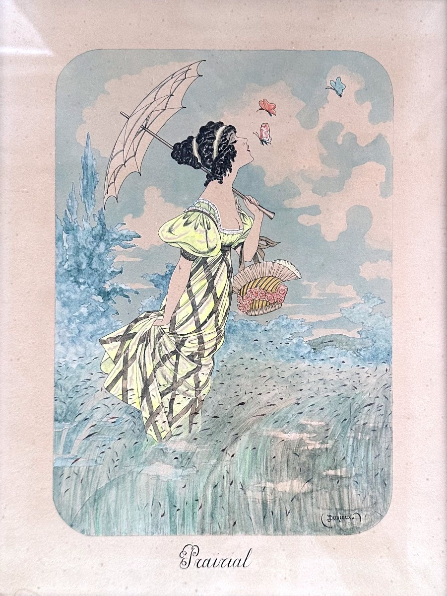 "durieux, Four Watercolors, Ventôse, Prairial, Vendémiaire, Brumaire-photo-3