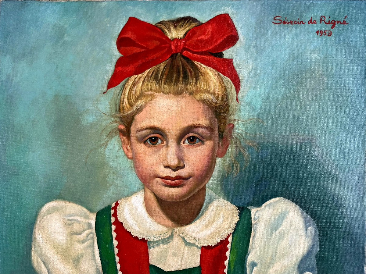 "séverin De Rigne, Little Girl With A Doll, Oil On Canvas"-photo-2