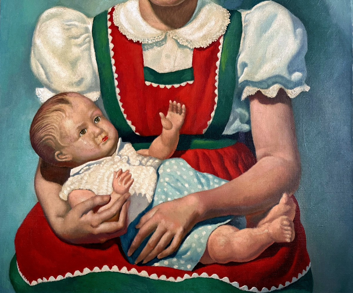 "séverin De Rigne, Little Girl With A Doll, Oil On Canvas"-photo-3