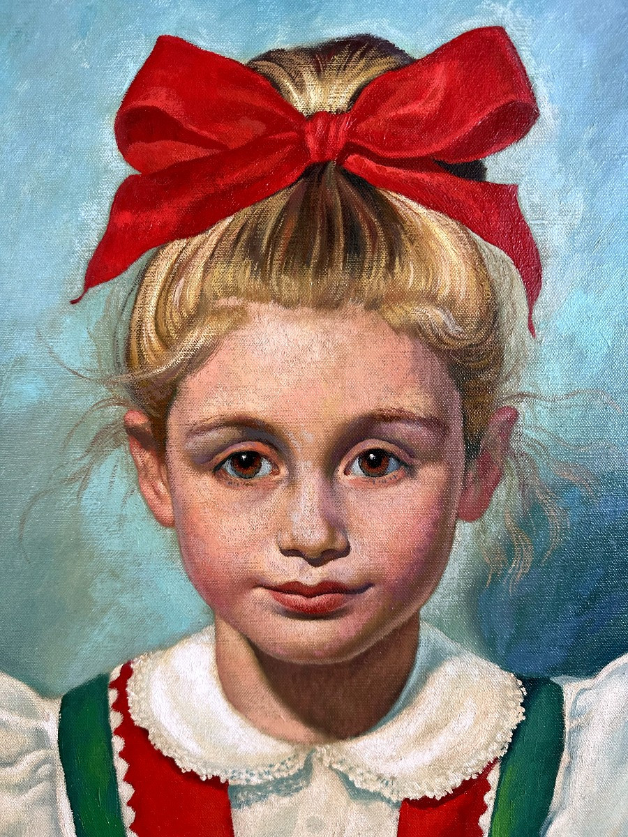 "séverin De Rigne, Little Girl With A Doll, Oil On Canvas"-photo-4