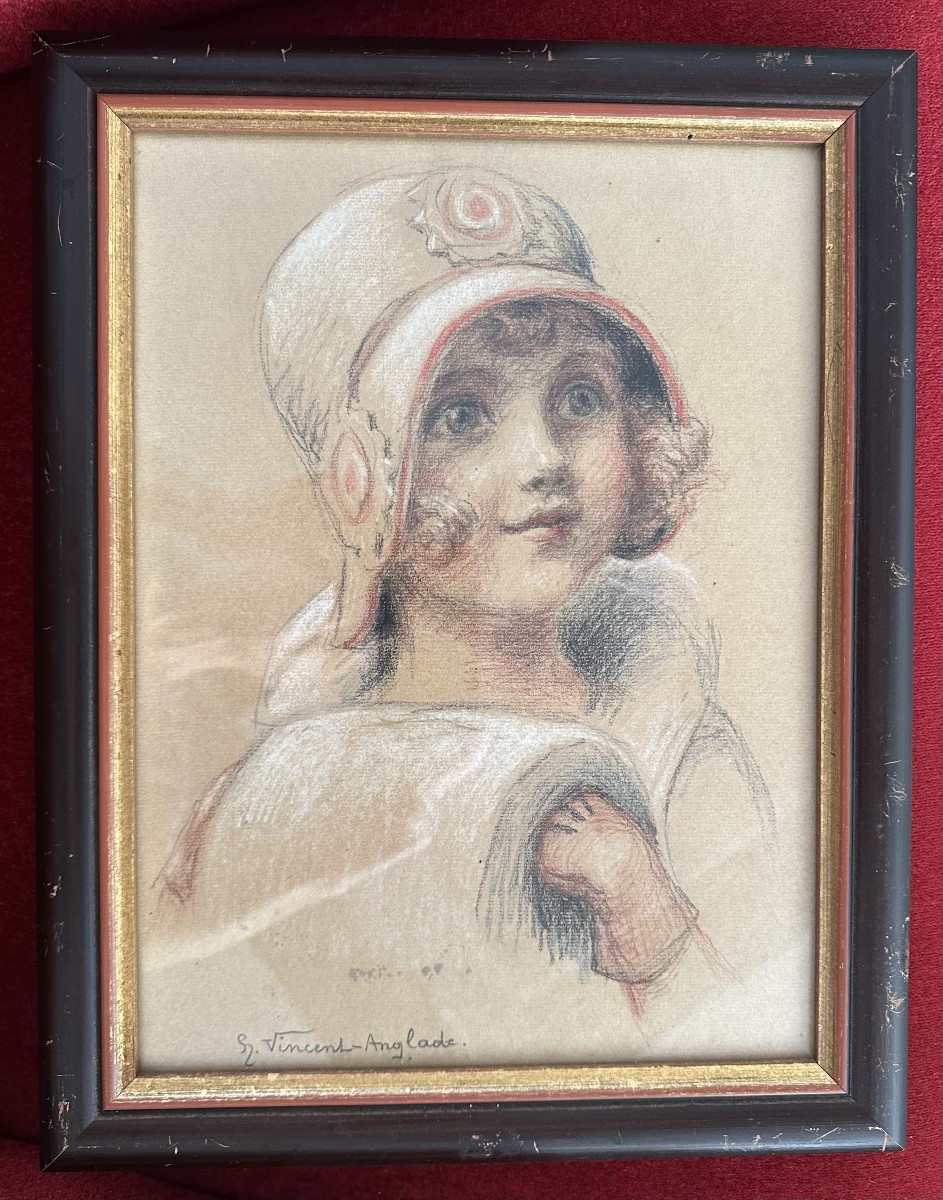 VINCENT-ANGLADE Henri, Portrait de jeune fille-photo-2