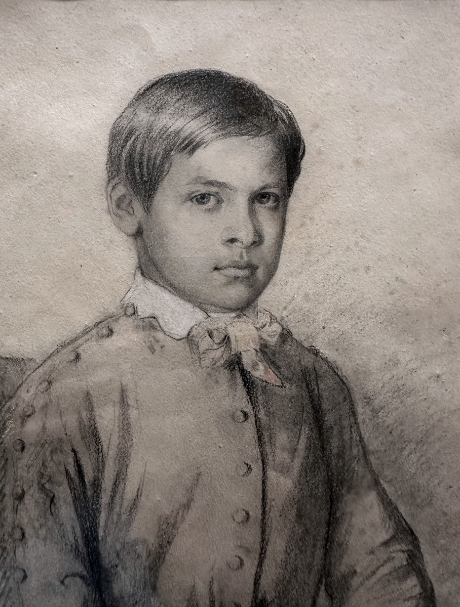 French School, Second Half Of The 19th Century, Young Schoolboy Holding A Book-photo-4