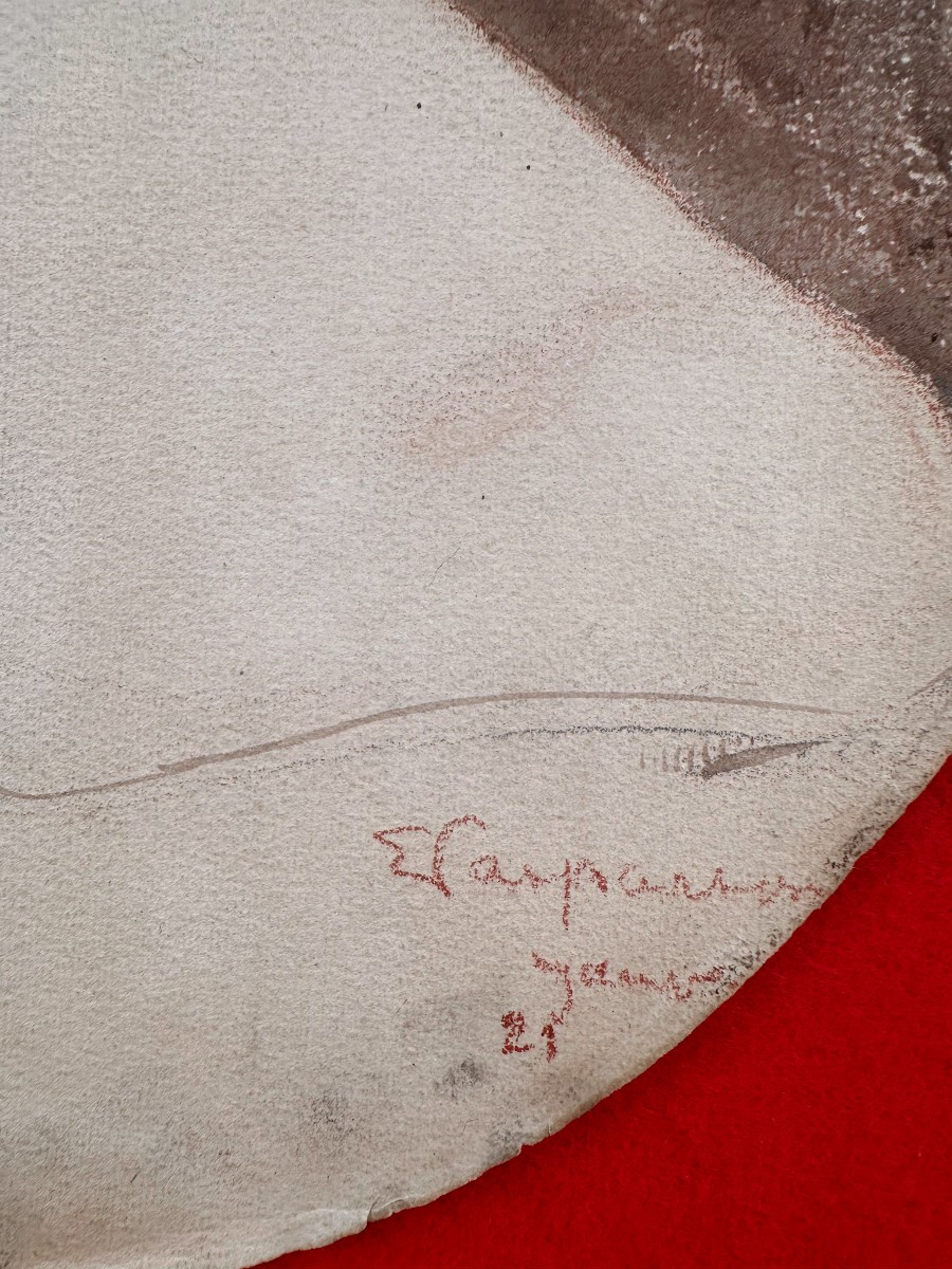 ECOLE FRANÇAISE du début du XXème siècle, Dessin, PROFIL DE JEUNE FEMME-photo-1