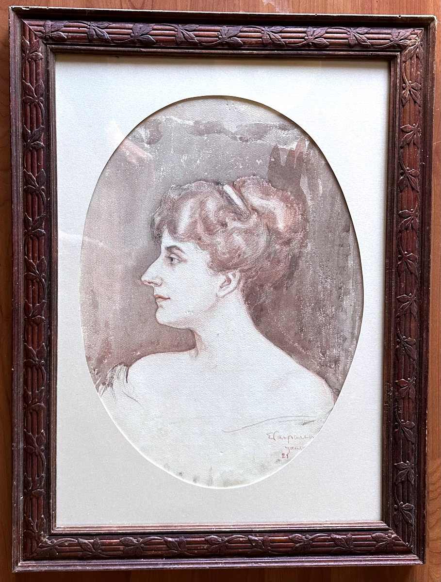 ECOLE FRANÇAISE du début du XXème siècle, Dessin, PROFIL DE JEUNE FEMME