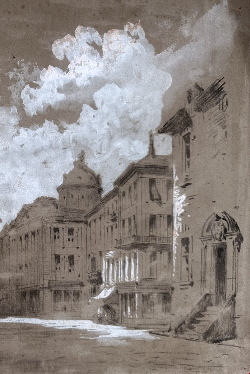 "french School, End Of The 19th Century, Drawing, Architectural View"-photo-2