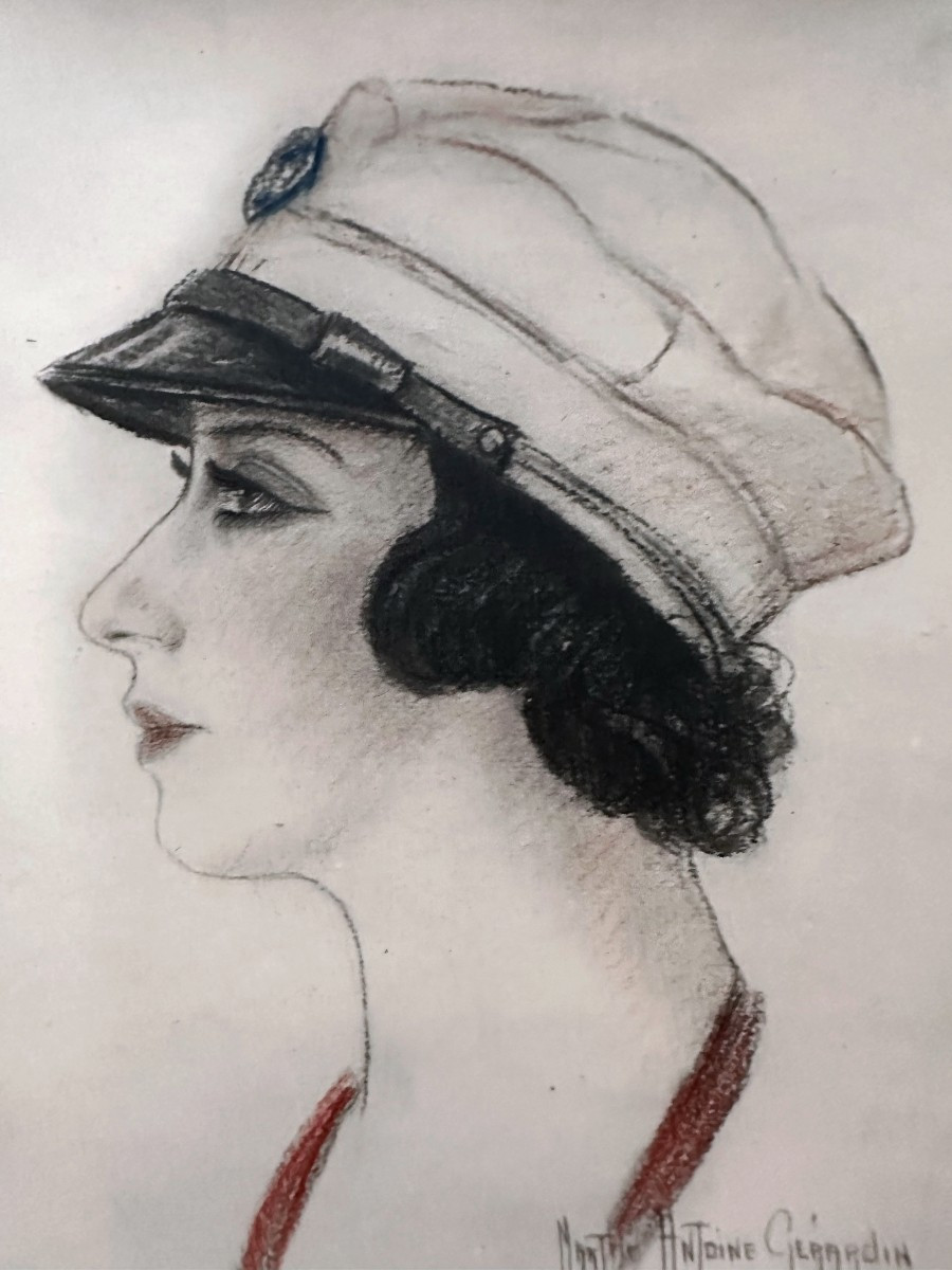 GERARDIN Marthe Antoine, Portrait d'élégante à la casquette de yacht-photo-3