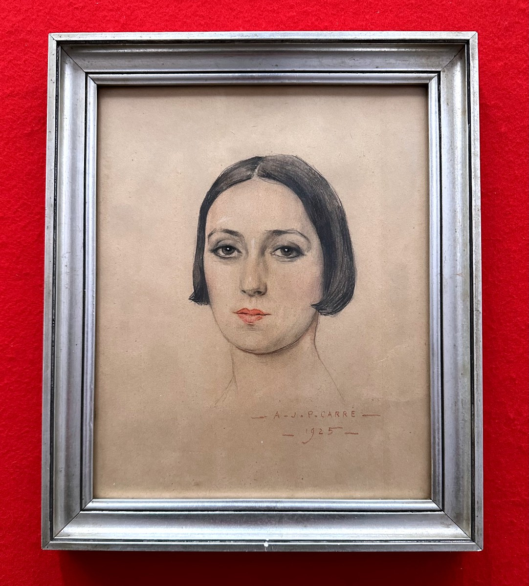 CARRE Jean-Pierre, Portrait d'élégante, Dessin Art Déco
