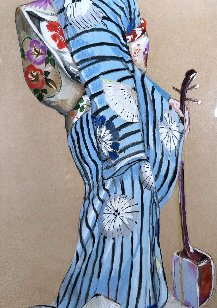 Ivana MARCHEGAY, Portrait de Geisha, Gouache, Tokyo, 1937-photo-1