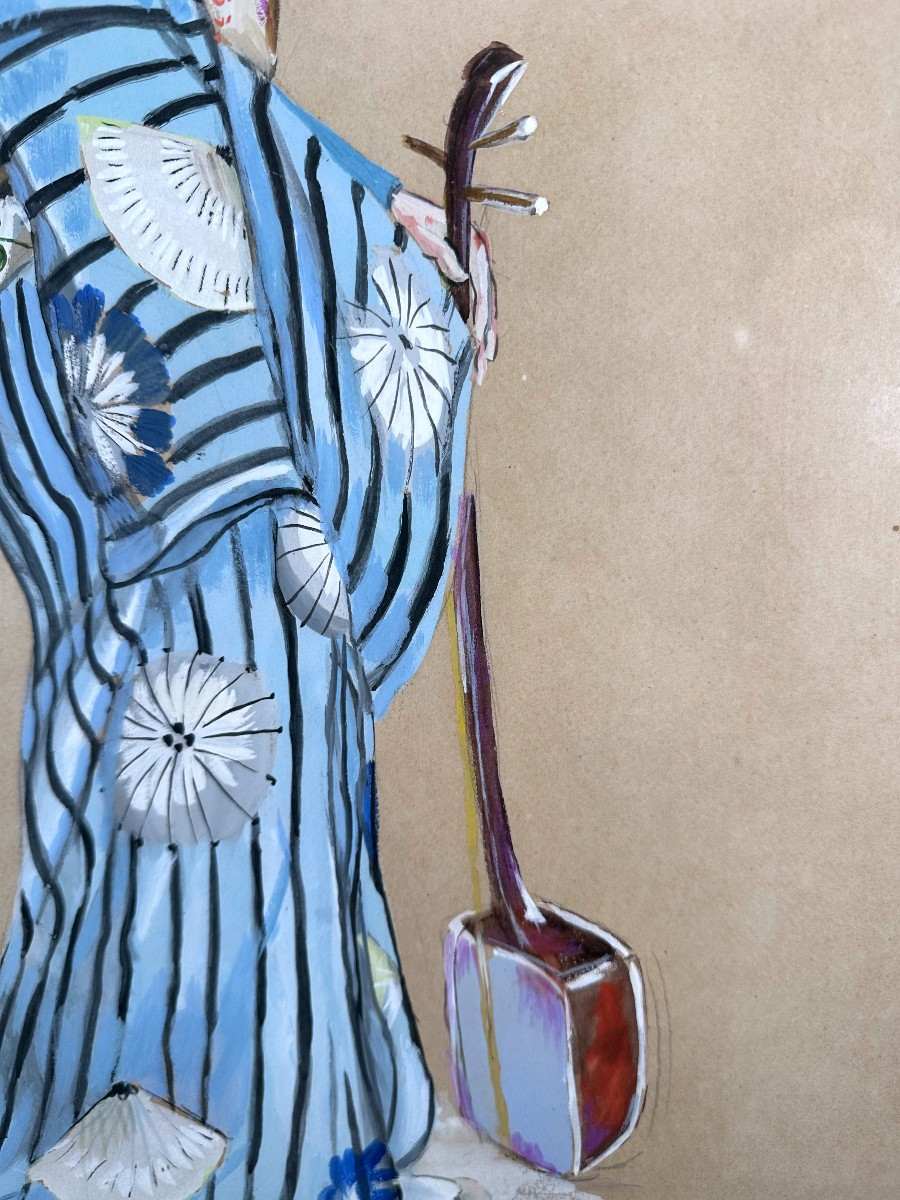 Ivana MARCHEGAY, Portrait de Geisha, Gouache, Tokyo, 1937-photo-5