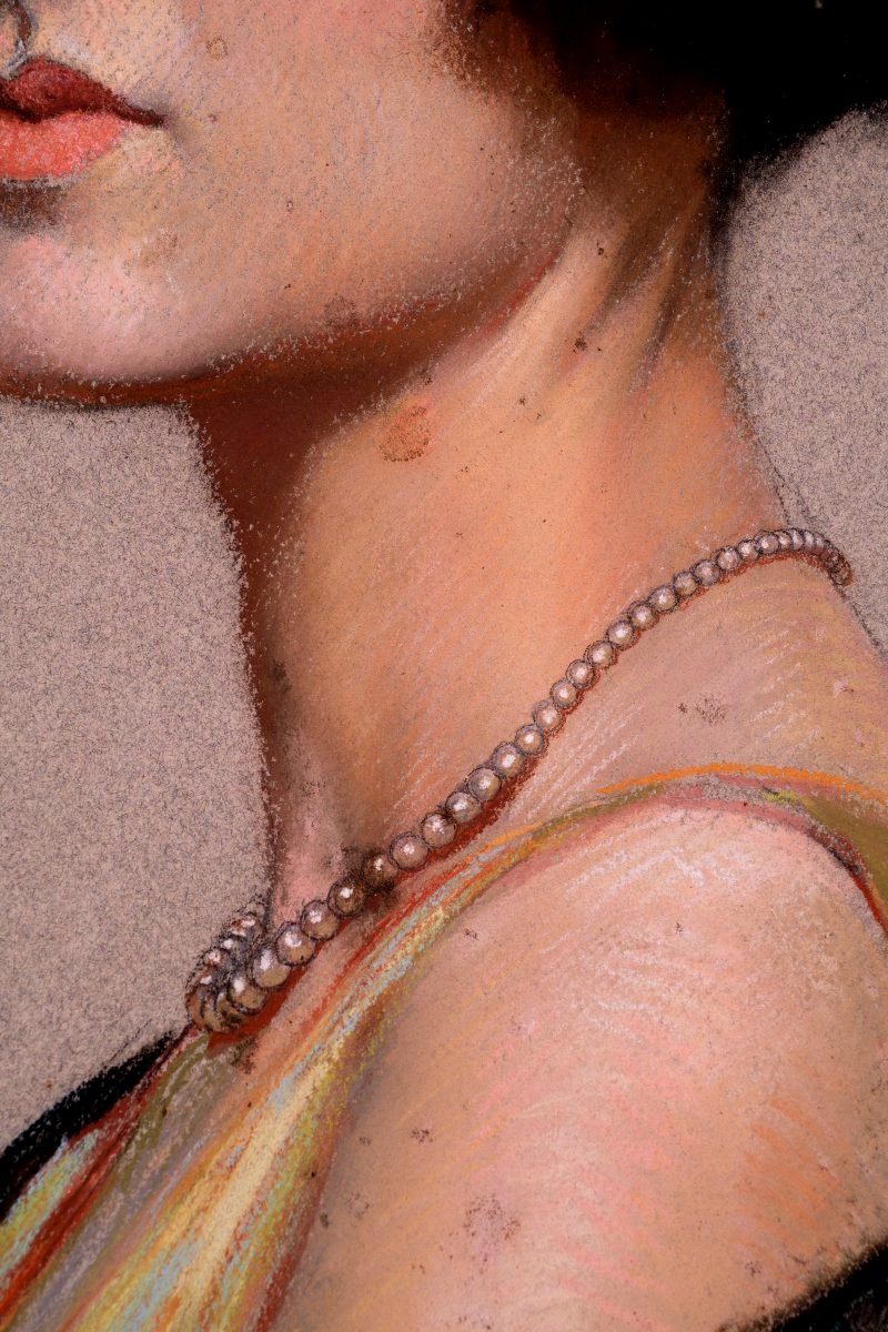 François-maurice Roganeau, Elégante à La Rose Et Au Châle, Portrait Of Mme Roganeau, 1930-photo-1