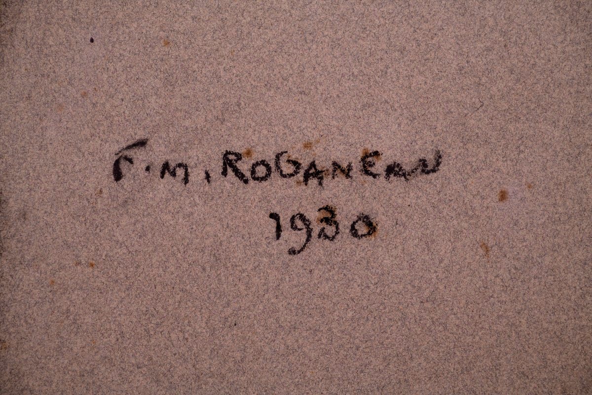 François-maurice Roganeau, Elégante à La Rose Et Au Châle, Portrait Of Mme Roganeau, 1930-photo-7
