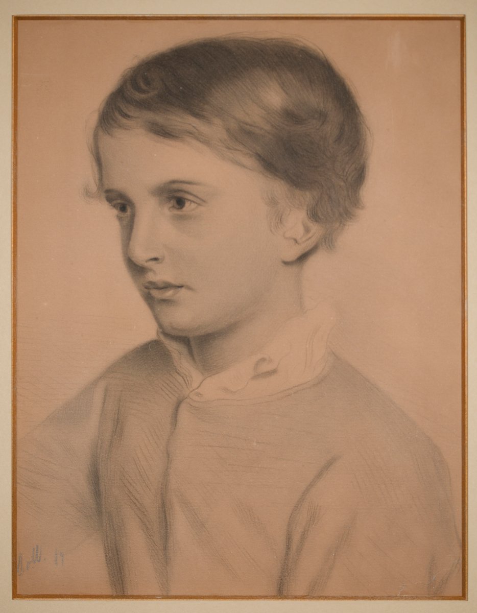 According To Josef Kriehuber, Drawing, Young Schoolboy, Late 19th Century.-photo-2