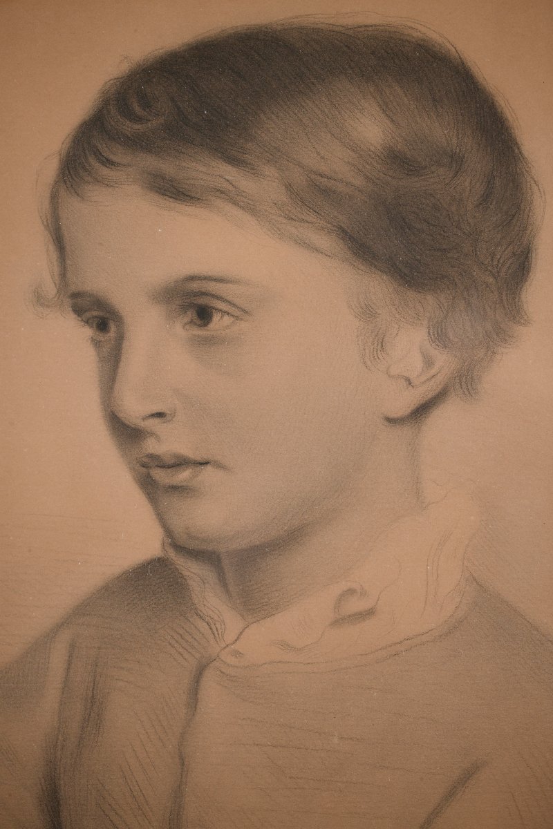 According To Josef Kriehuber, Drawing, Young Schoolboy, Late 19th Century.-photo-3