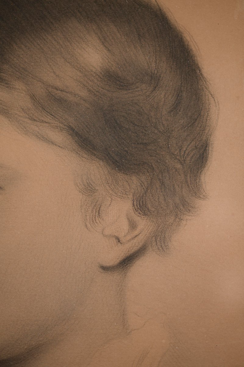 According To Josef Kriehuber, Drawing, Young Schoolboy, Late 19th Century.-photo-1