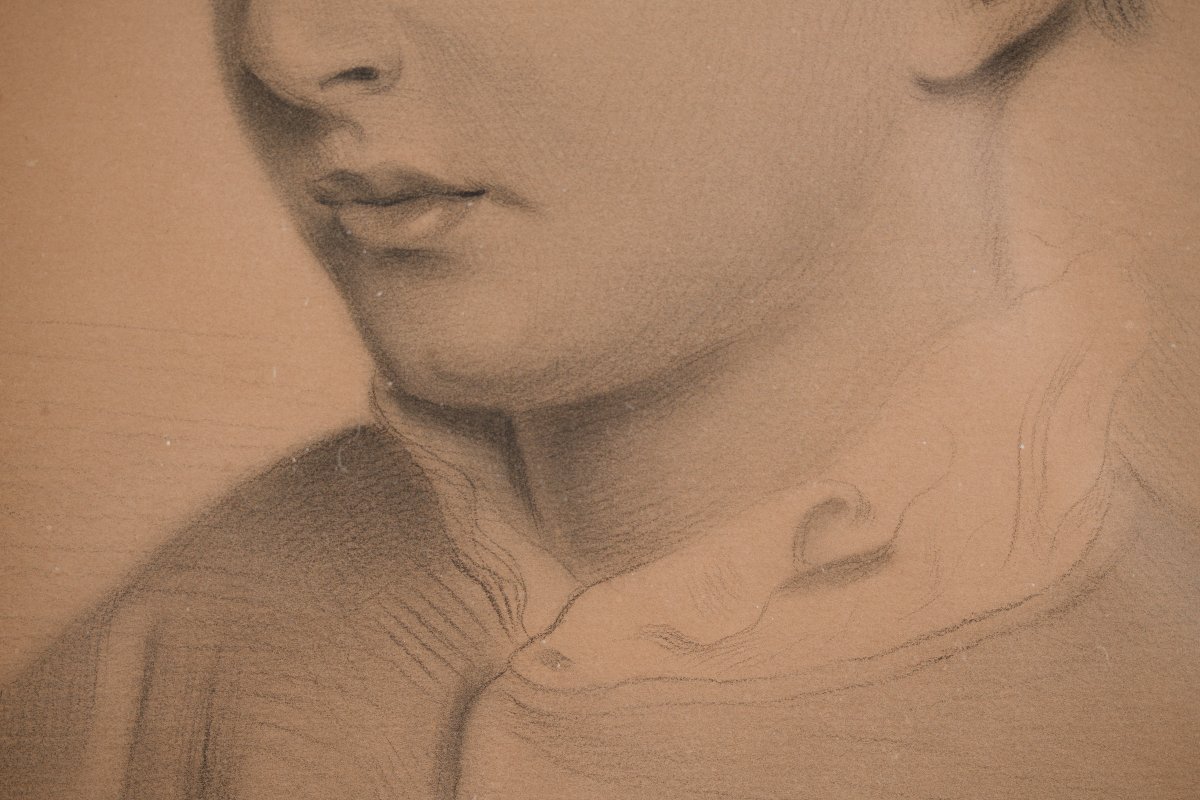According To Josef Kriehuber, Drawing, Young Schoolboy, Late 19th Century.-photo-2