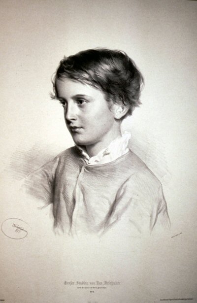 According To Josef Kriehuber, Drawing, Young Schoolboy, Late 19th Century.-photo-4