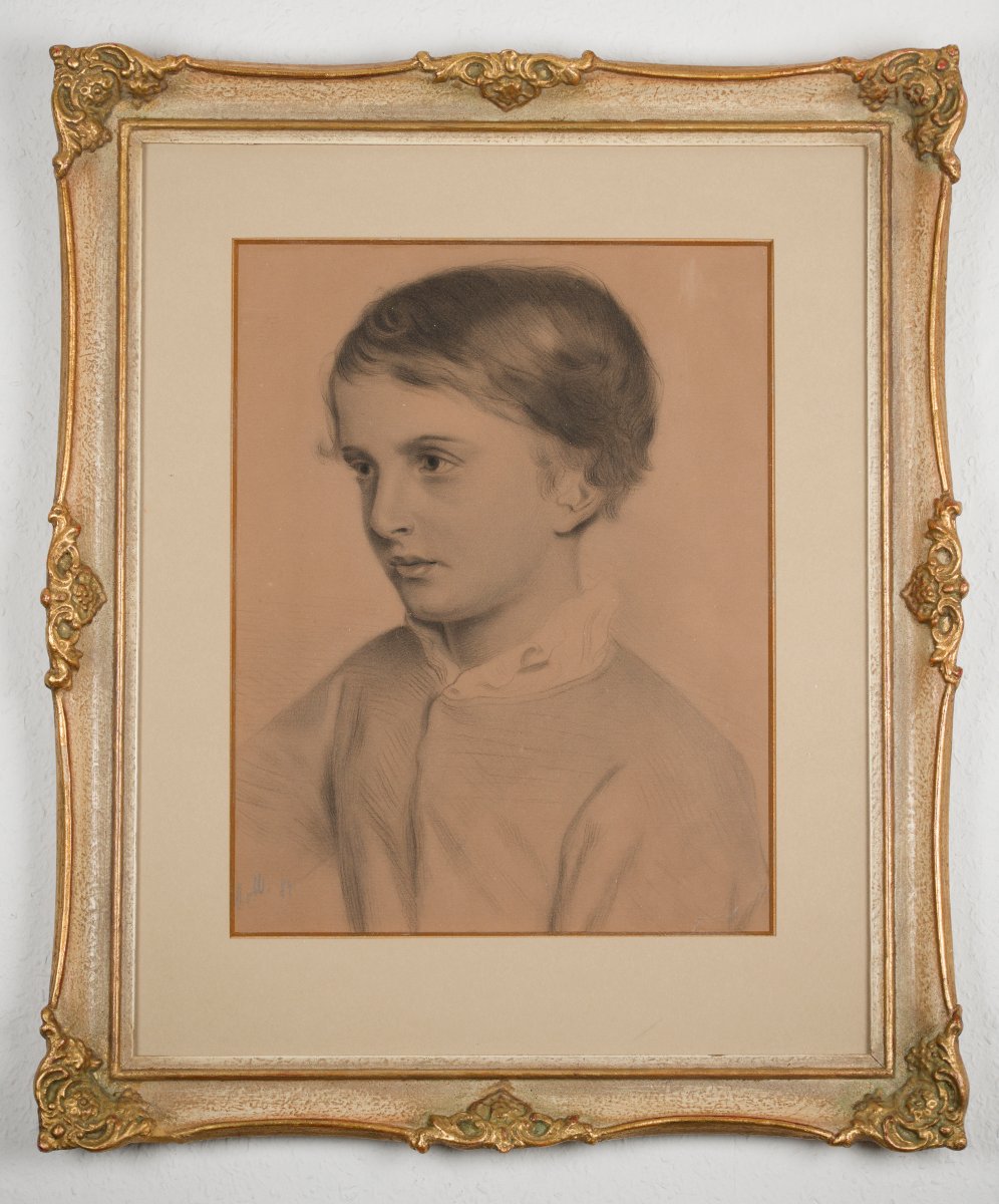 According To Josef Kriehuber, Drawing, Young Schoolboy, Late 19th Century.